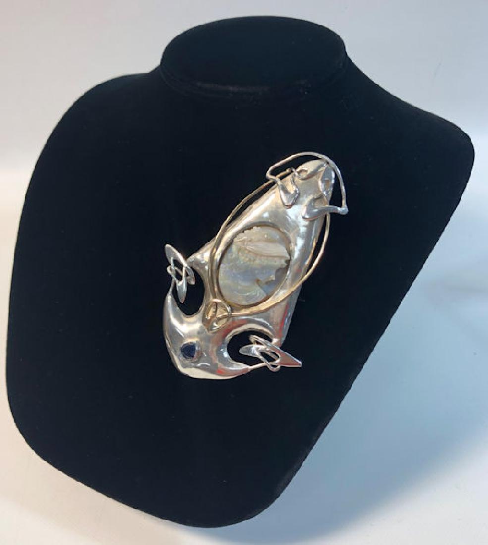 STERLING SILVER PIN/BROOCH ~ 4" X 3" IN SIZE. CARVED (1 of 12)