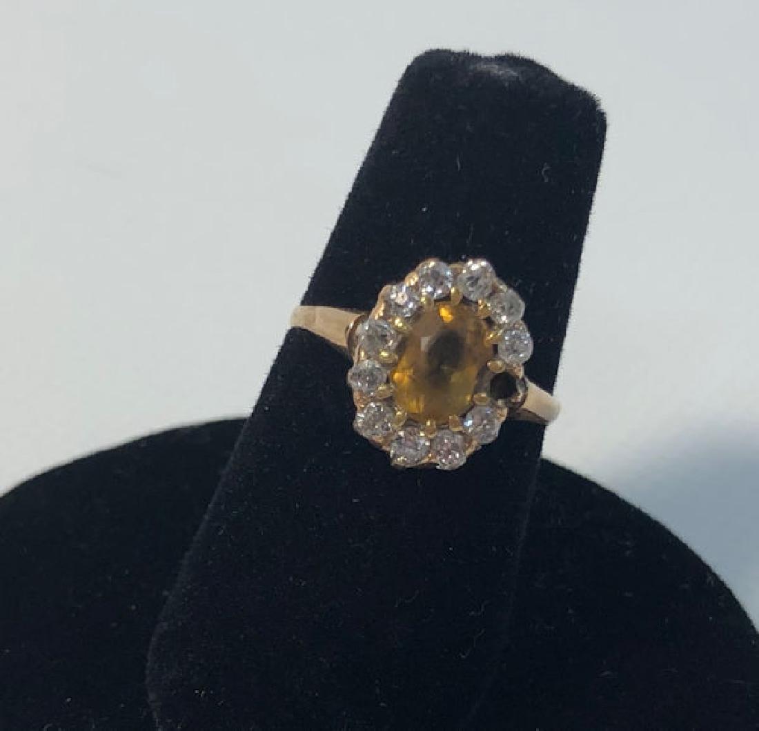 14KT YELLOW GOLD, DIAMOND & CITRINE RING ~ OVAL CUT (1 of 8)