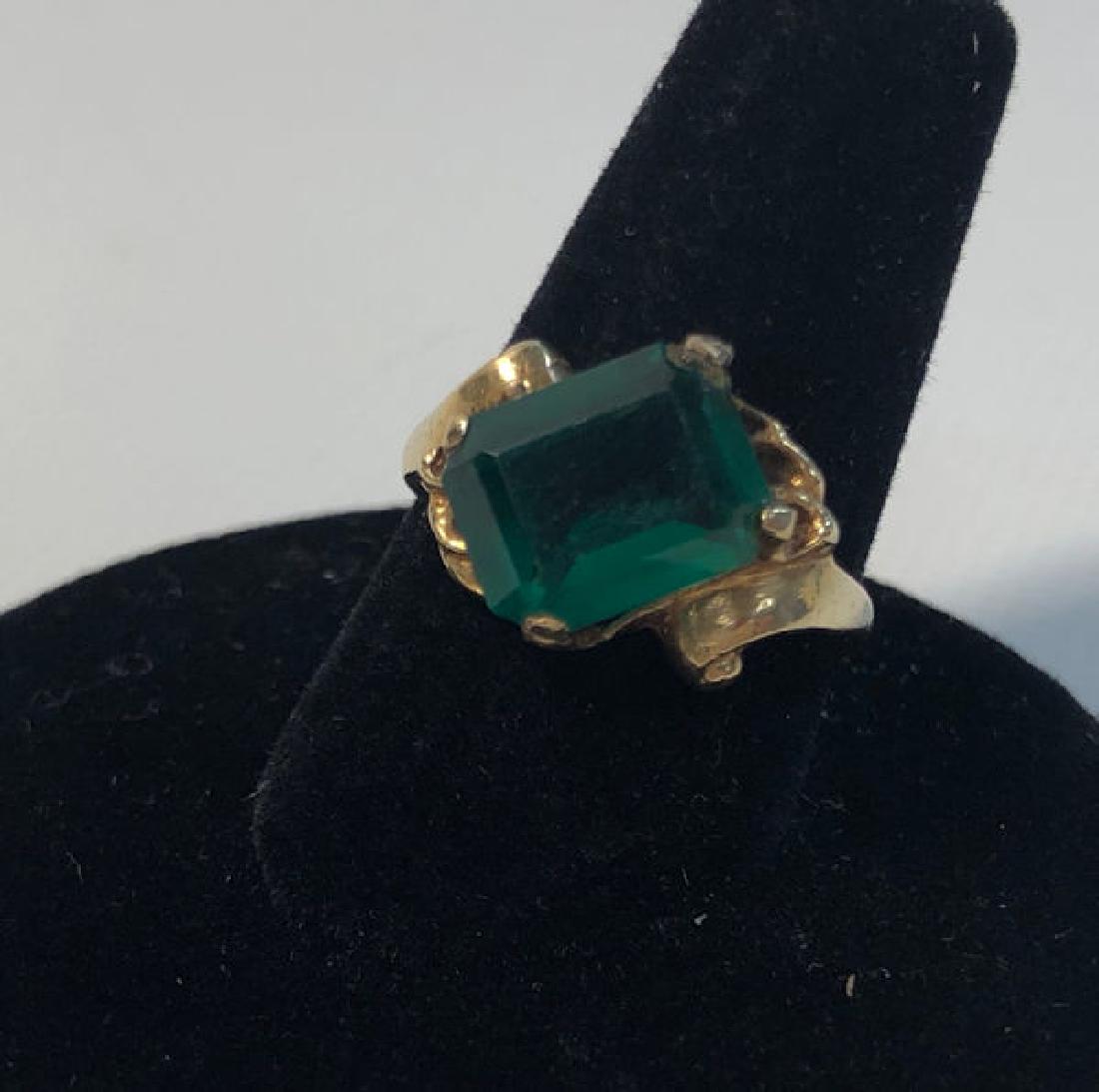 14KT GOLD RING ~ SIZE 5 BYPASS SHANK RING. EMERALD CUT (1 of 10)