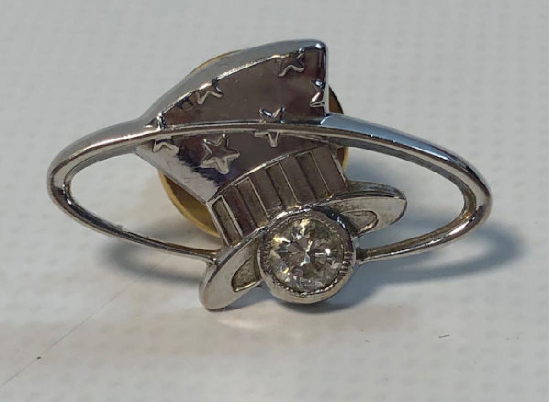 PATRIOTIC STICK PIN ~ 10KT WHITE GOLD UNCLE SAM HAT (1 of 5)
