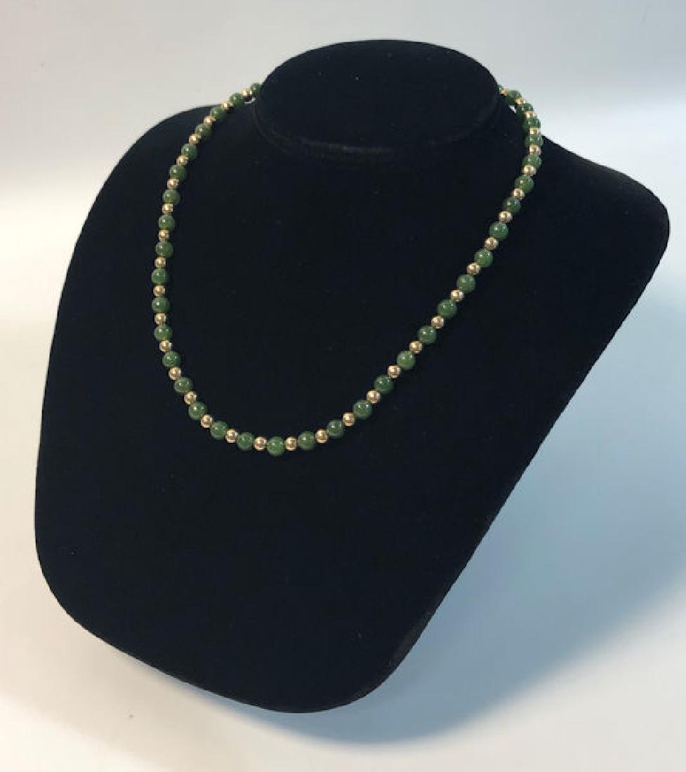JADE AND 14KT GOLD NECKLACE ~ 17' PRINCESS LENGTH, (1 of 4)