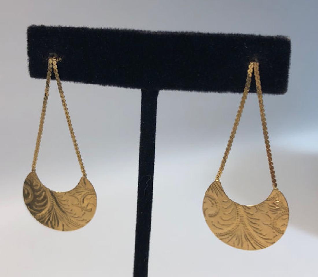 PAIR 14KT GOLD EARRINGS ~ POST/PIERCED CHAIN DANGLE (1 of 7)