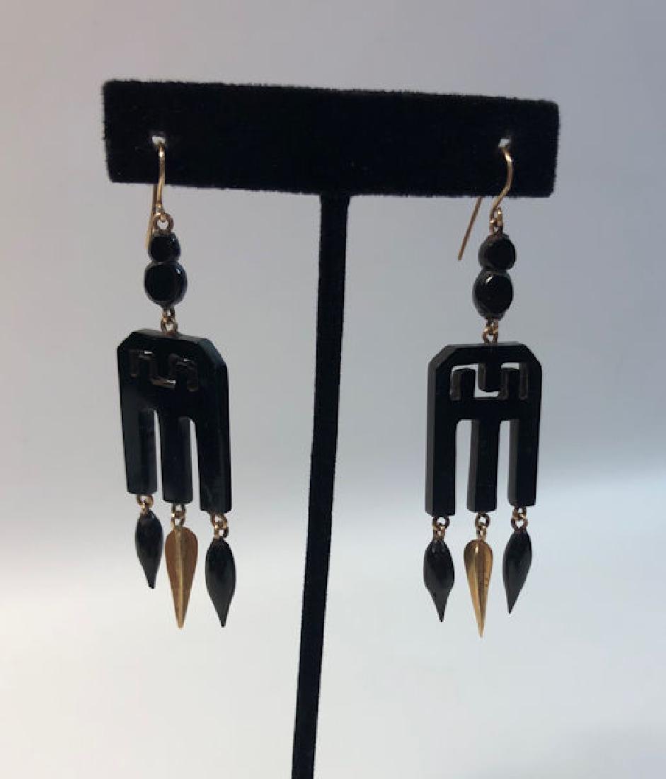 PAIR OF JET DANGLE EARRINGS ~ ART DECO STYLE. FRENCH (1 of 7)