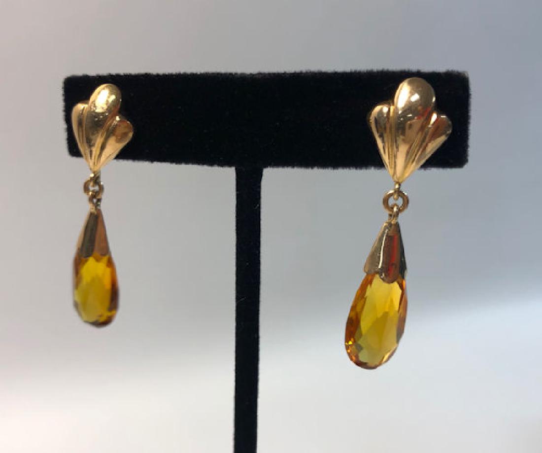 PAIR 18KT GOLD AND CITRINE DANGLE EARRINGS ~ (1 of 8)