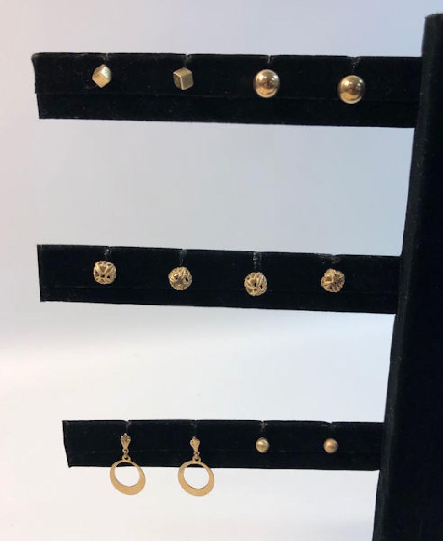 SIX PAIRS 14KT GOLD EARRINGS ~ ON POSTS, DESIGNS (1 of 9)