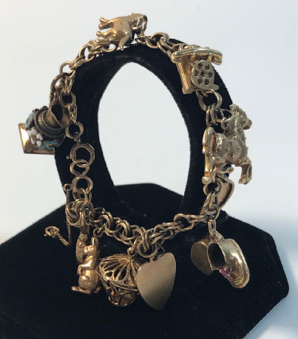 14KT GOLD CHARM BRACELET ~ MOSTLY 14KT GOLD CHARMS, (1 of 12)