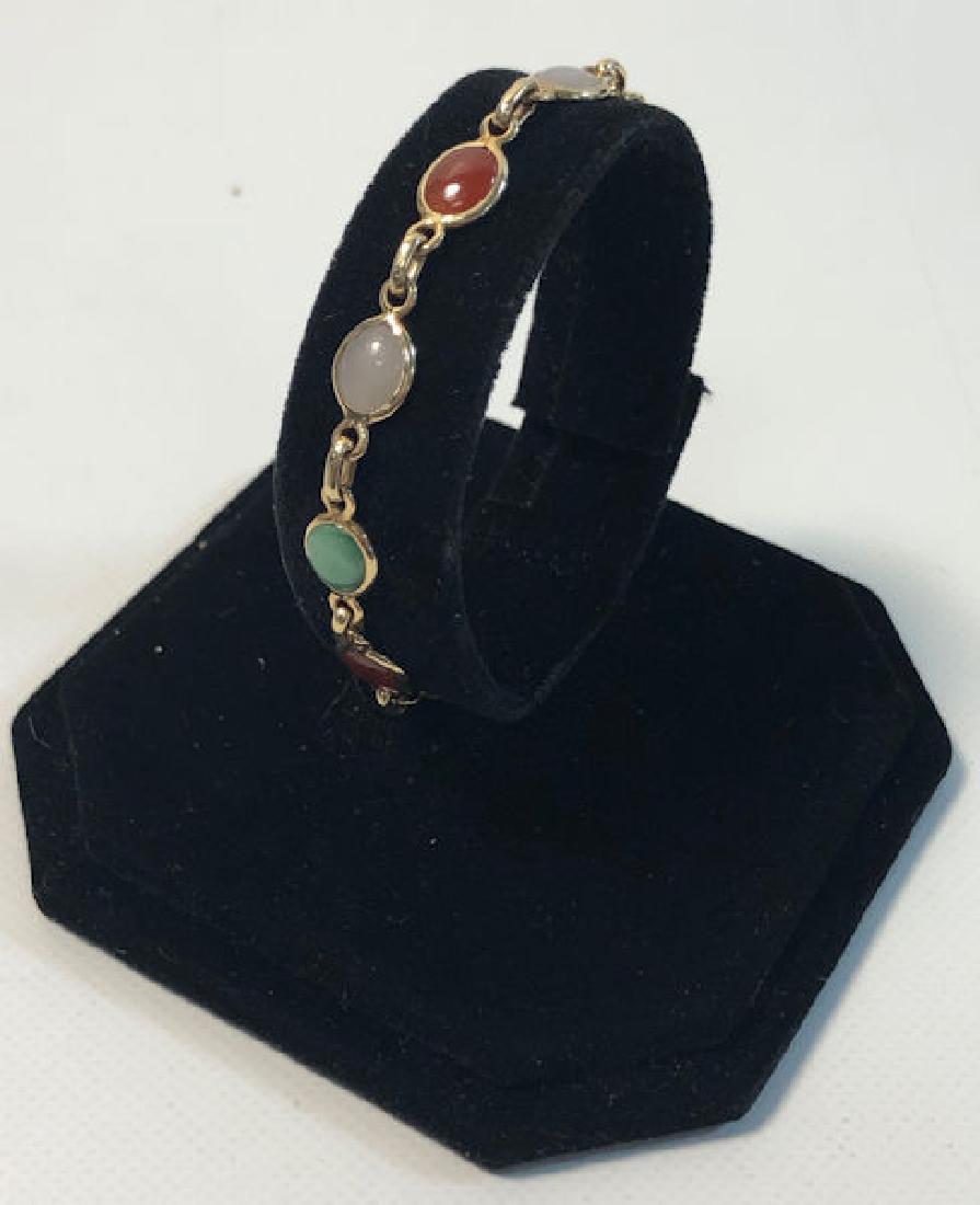 14KT GOLD BRACELET ~ SEMI-PRECIOUS STONES. 7" IN (1 of 4)