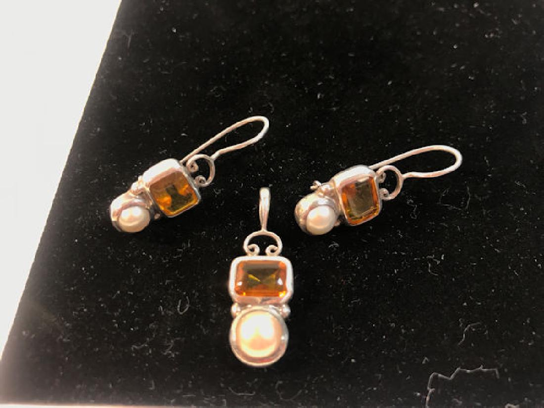 STERLING & GEMSTONE JEWELRY SET ~ SIGNED "JBD", EMERALD (1 of 2)