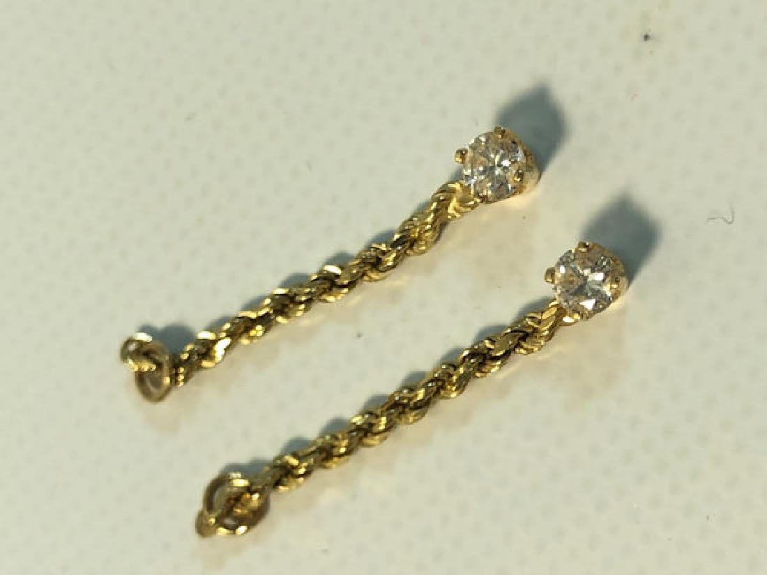 14KT YELLOW GOLD & DIAMOND EARRING JACKETS ~ APPROX. 1" (1 of 3)