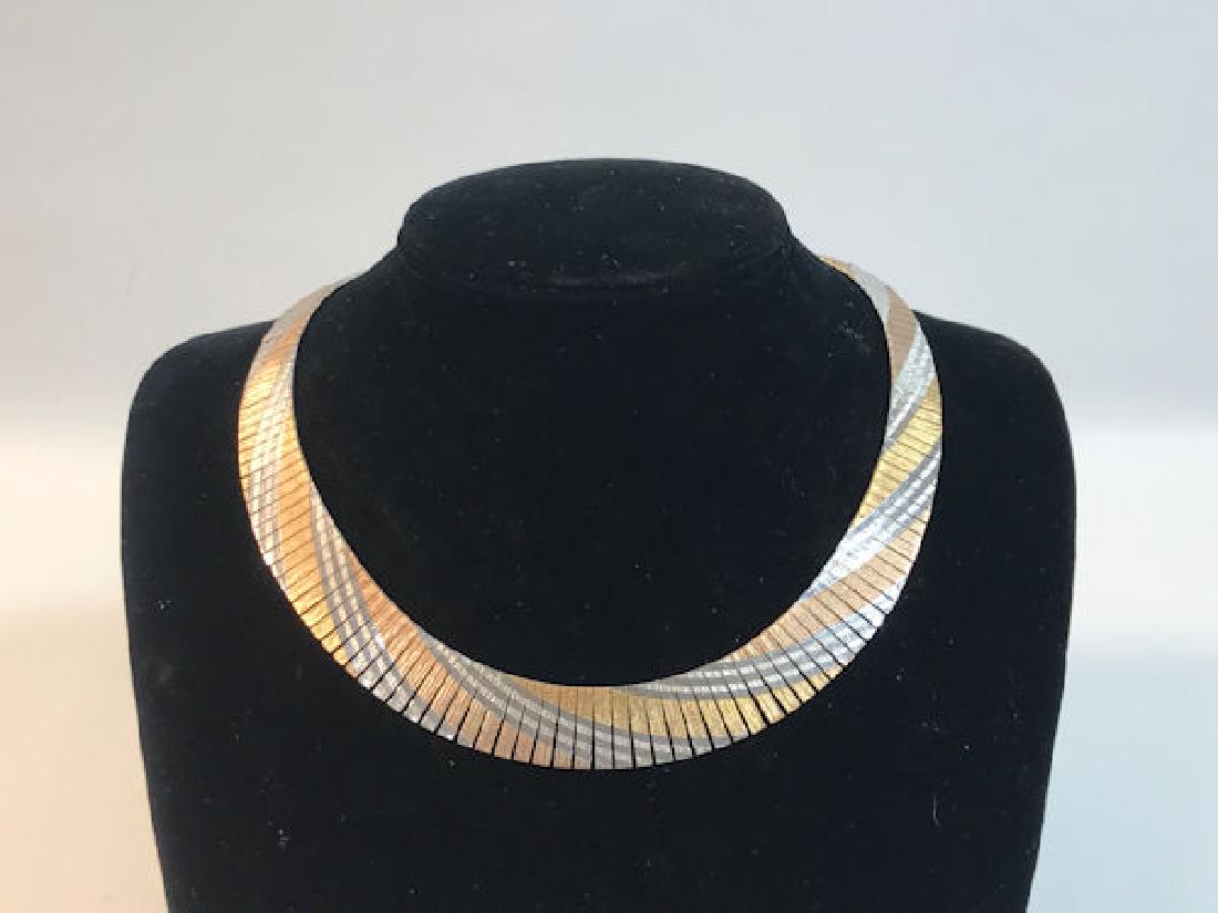CHOKER NECKLACE ~ 15" ITALIAN MADE STERLING SILVER W/: CHOKER NECKLACE ~ 15" ITALIAN MADE STERLING SILVER W/ GOLD PLATE OVAL SHAPE (1.09TROY OZ TW)