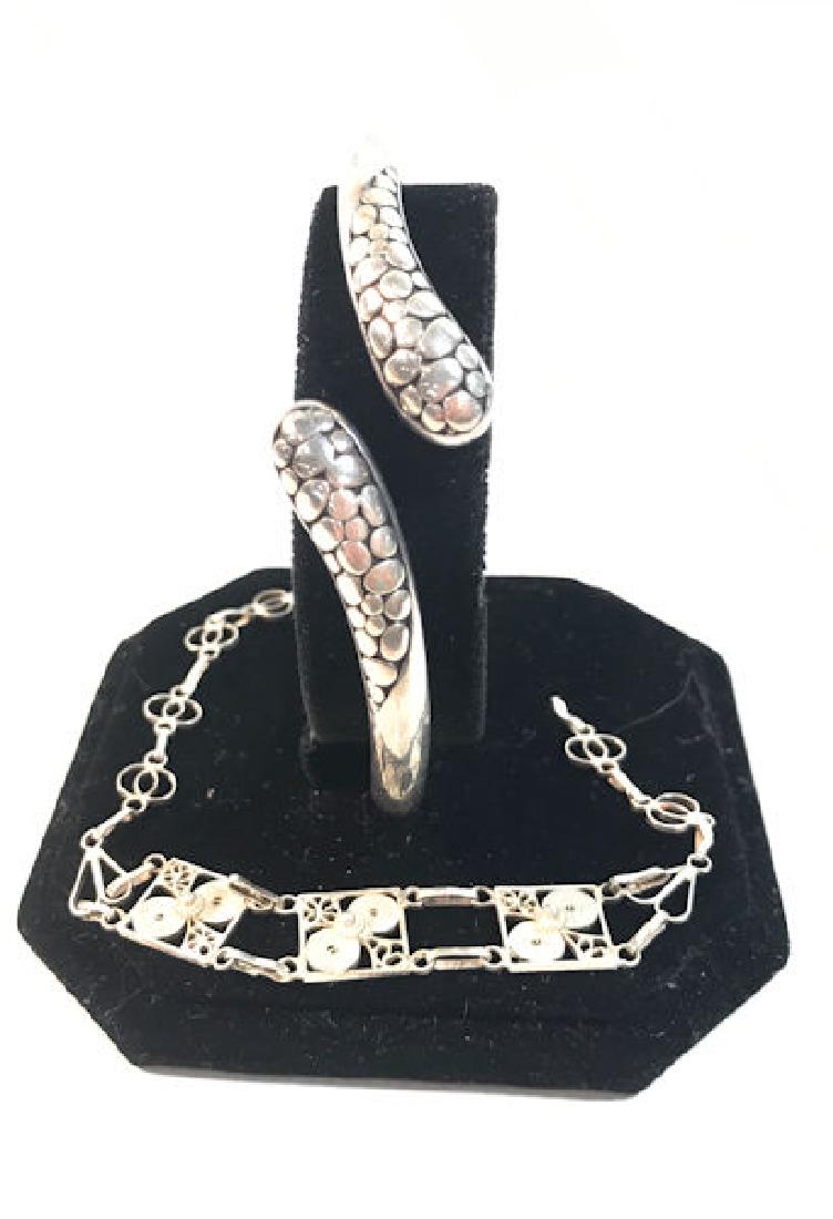 SILVER JEWELRY ~ 2.75" HINGED BANGLE, COIN SILVER (1 of 3)