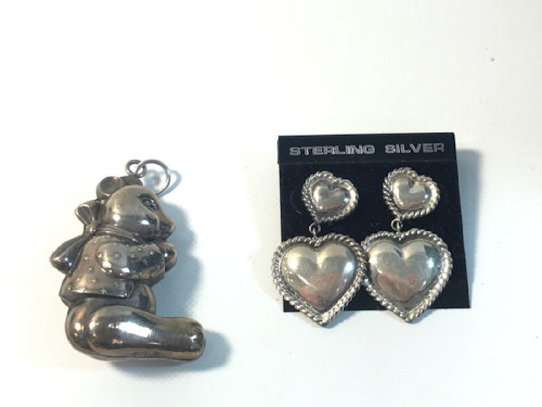 STERLING SILVER JEWELRY ~ 2.5" BEAR PENDANT STAMPED (1 of 3)