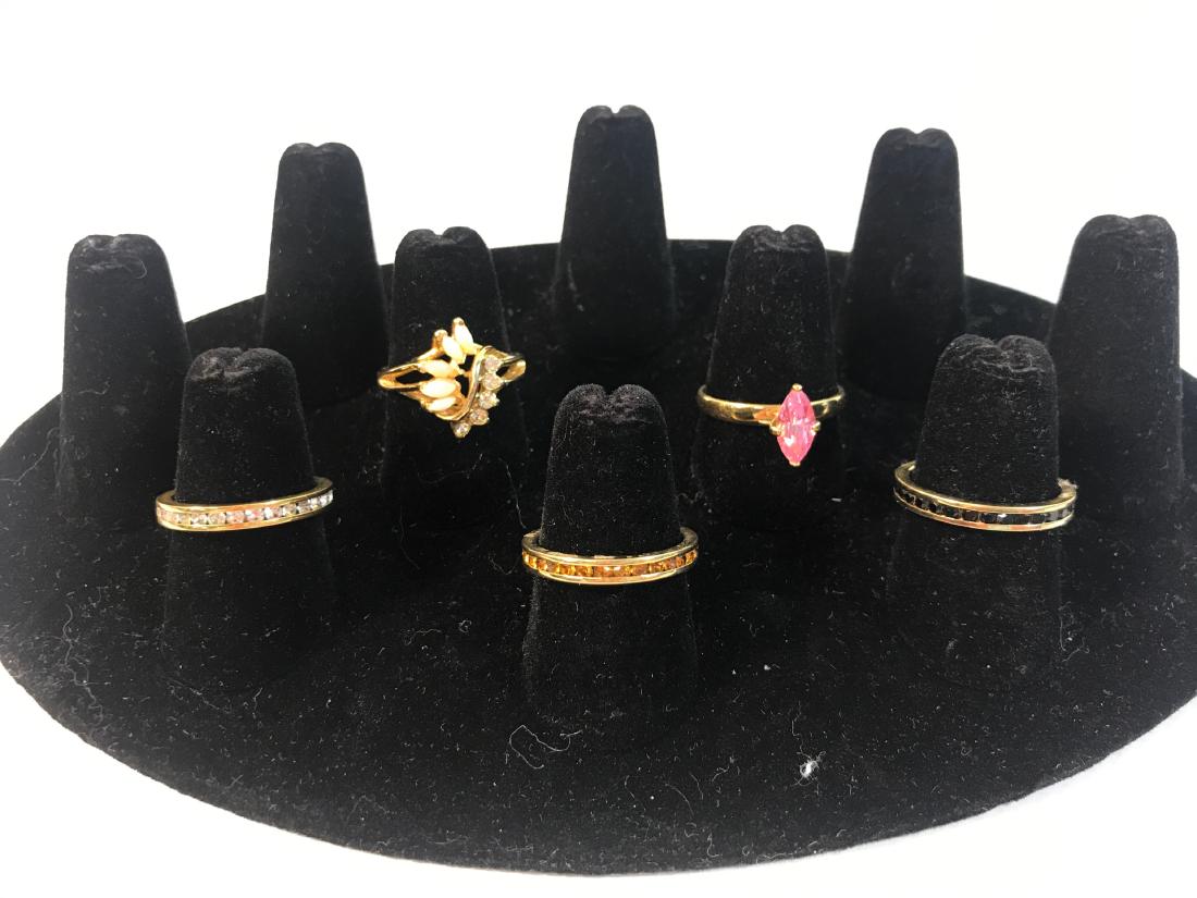 GOLD TONE COSTUME RINGS ~ FIVE RINGS SIZES 8 - 9. THREE (1 of 6)