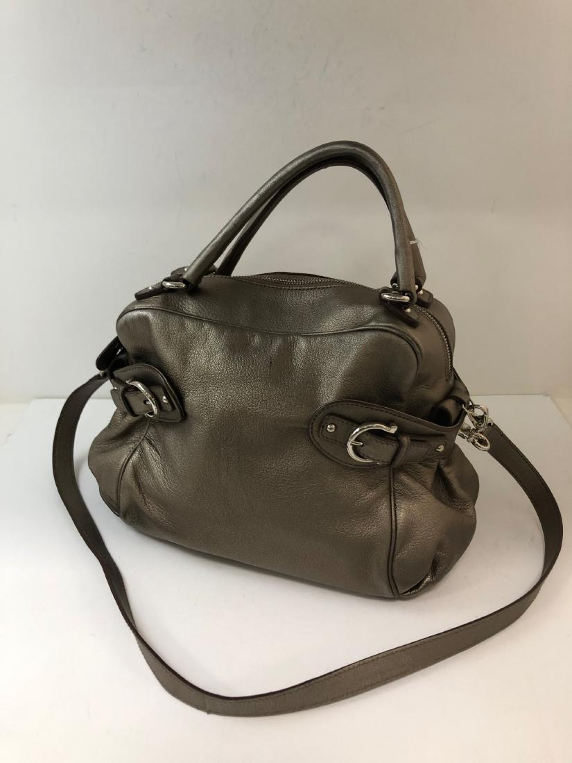 SALVATORE FERRAGAMO METALLIC PEBBLED LEATHER HANDBAG ~ (1 of 9)