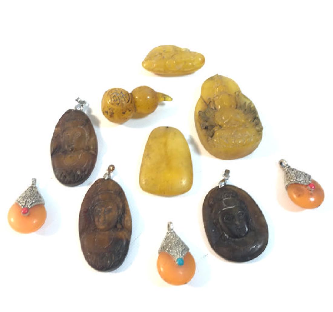 RESINOUS PENDANTS ~ BROWN BUDDHA PENDANTS (OVAL AND (1 of 6)
