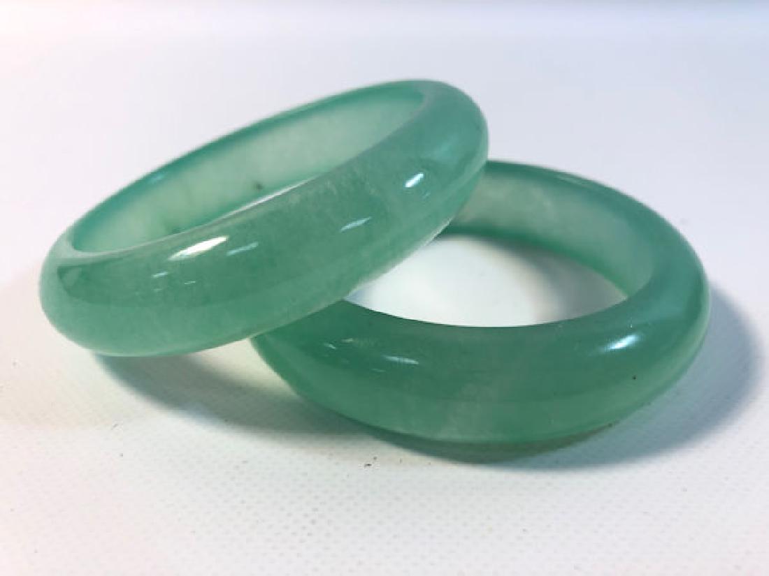 LOT OF TWO GREEN JADE BANGLES ~ 2.75" IN DIAMETER. PALE (1 of 4)