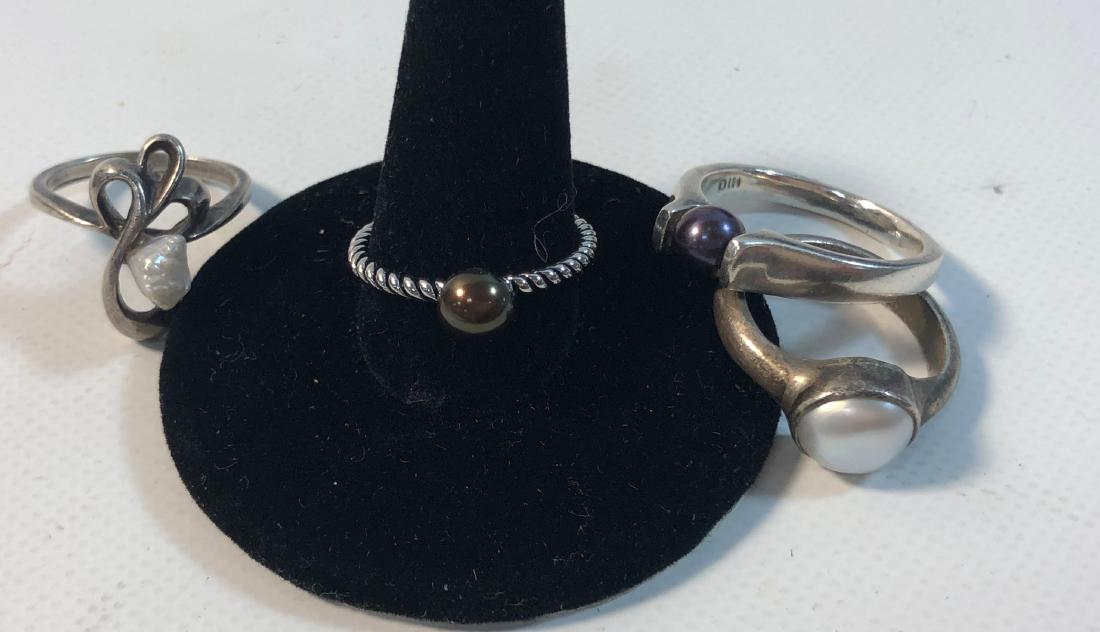 STERLING SILVER AND PEARL RINGS ~ 0.485 TROY OUNCES TW. (1 of 4)