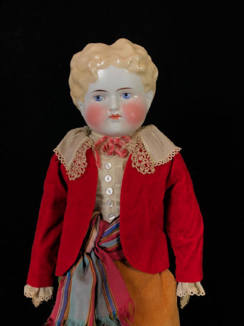 21" BLONDE CHINA BOY. MOLDED AND PAINTED HAIR AND (1 of 3)