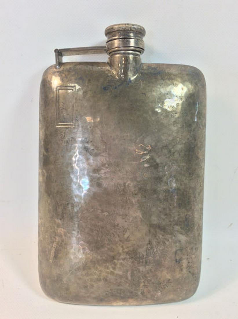 HAND HAMMERED STERLING SILVER Â¾ PINT FLASK BY (1 of 2)