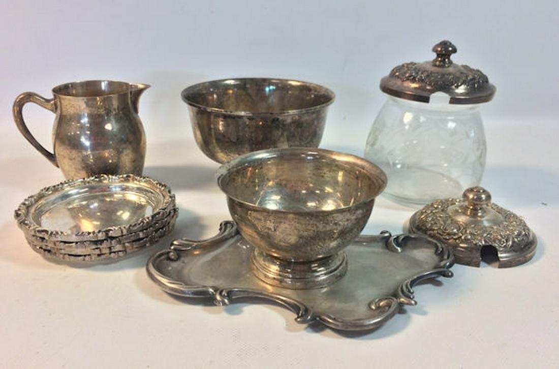LOT STERLING SILVER INCLUDING 4 COASTERS, 2 SMALL (1 of 1)
