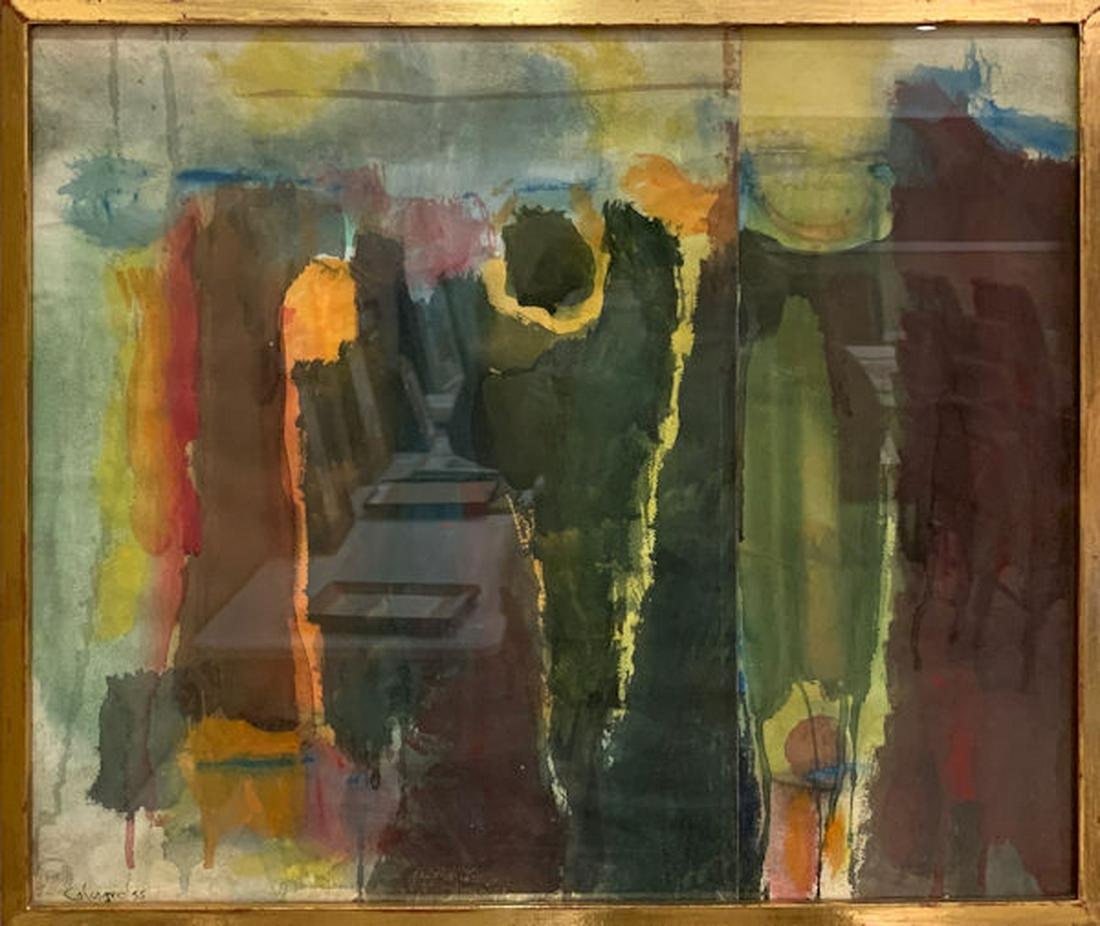 LAWRENCE CALCAGNO (AMERICAN, 1913-1993), "ABSTRACTION" (1 of 3)