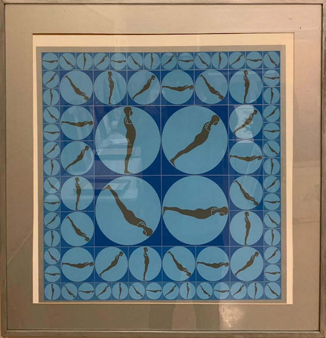 ERNEST TINO TROVA (AMERICAN, 1927-2009), #2 "FALLING: ERNEST TINO TROVA (AMERICAN, 1927-2009), #2 "FALLING MAN", 1981, COLOR SILKSCREEN, 22" X 22".