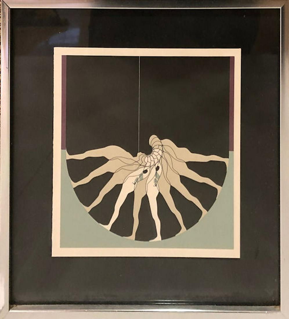 ERNEST TINO TROVA (AMERICAN, 1927-2009), "MANSCAPE",: ERNEST TINO TROVA (AMERICAN, 1927-2009), "MANSCAPE", 1969, COLOR SILKSCREEN, 6½" X 6½", PROVENANCE: PLACE GALLERY (EVA GLIMCHER).