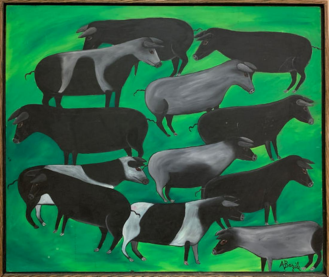 ALBERIO BAZILE (HAITIAN), "ADAM AND EVE", 1969, 20" X: ALBERIO BAZILE (HAITIAN), "ADAM AND EVE", 1969, 20" X 24", SIGNED AND DATED.