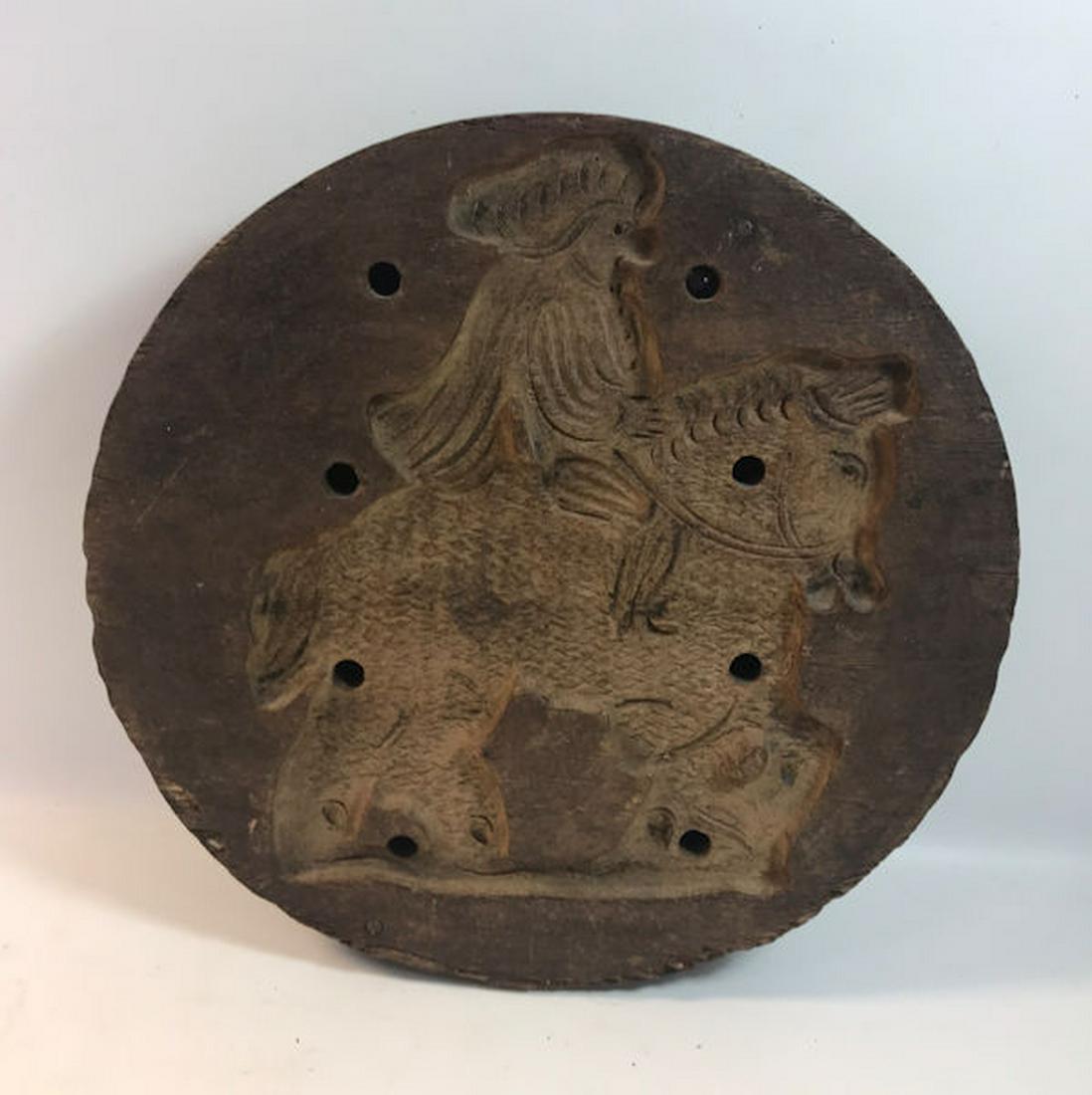 LARGE ANTIQUE WOOD HAND CARVED PRESS OF MAN RIDING (1 of 1)