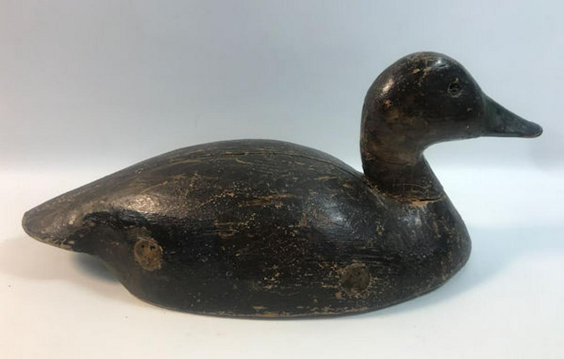 FACTORY MADE BLACK DUCK DECOY WITH GLASS EYES. OVERALL (1 of 1)