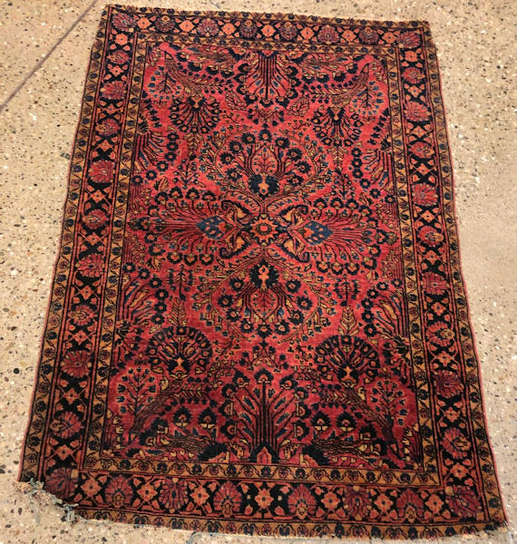 ORIENTAL RUG, ANTIQUE PERSIAN SAROUK, 3'2" X 4'9" (1 of 5)