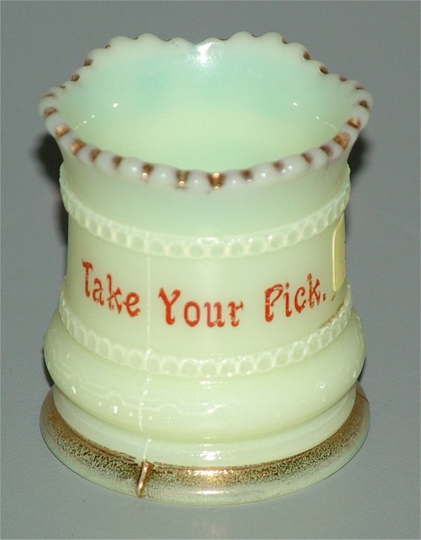 HEISEY 310 RING BAND CUSTARD TOOTHPICK HOLDER "TA
