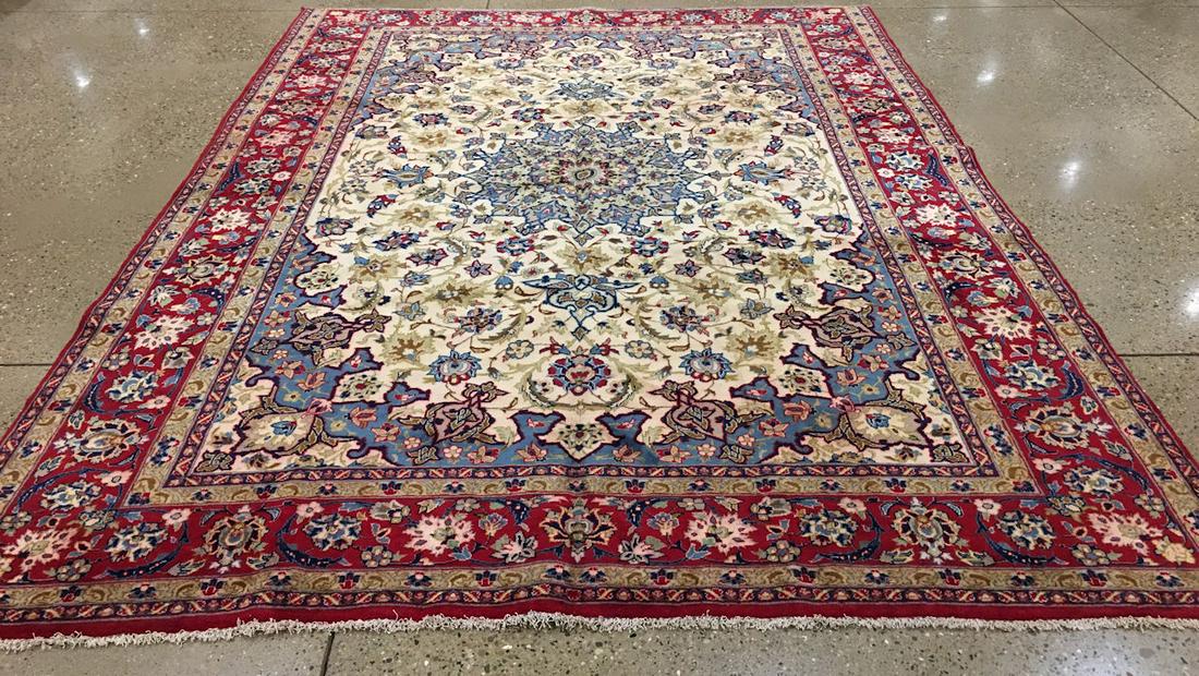 ORIENTAL RUG PERSIAN ISPHEHAN CIRCA 1960, 9'9" X 13' (1 of 6)