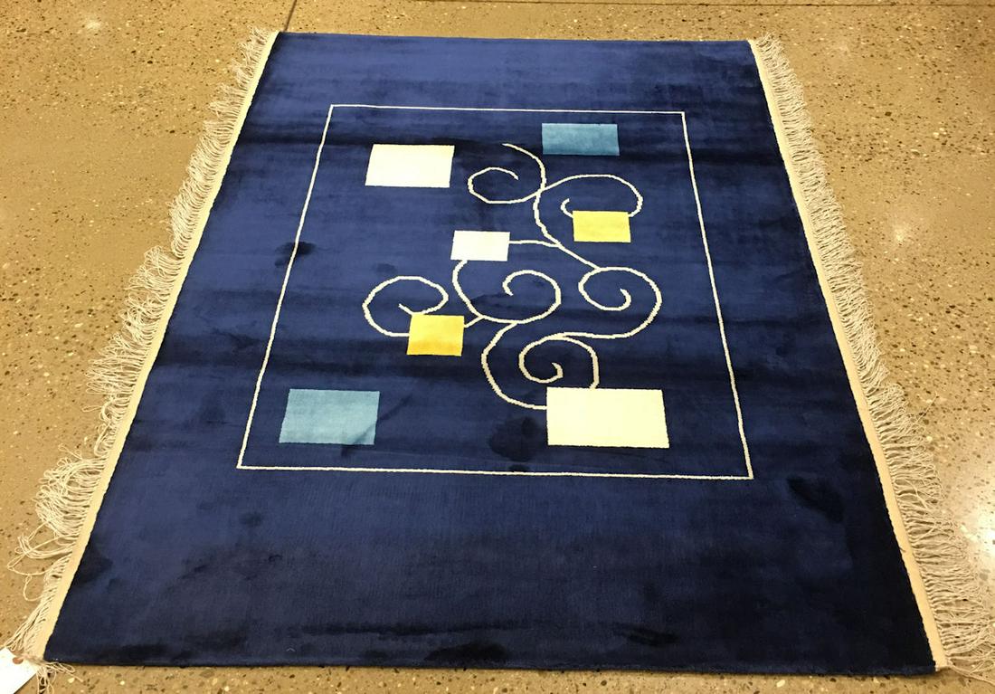 ORIENTAL RUG SINO MID CENTURY MODERN STYLE SILK RUG, 4': ORIENTAL RUG SINO MID CENTURY MODERN STYLE SILK RUG, 4' X 6'