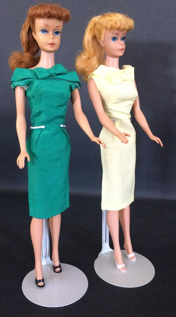 (2) #6-7 PONYTAIL BARBIES WEARING TAGGED SILK SHEATH (1 of 2)