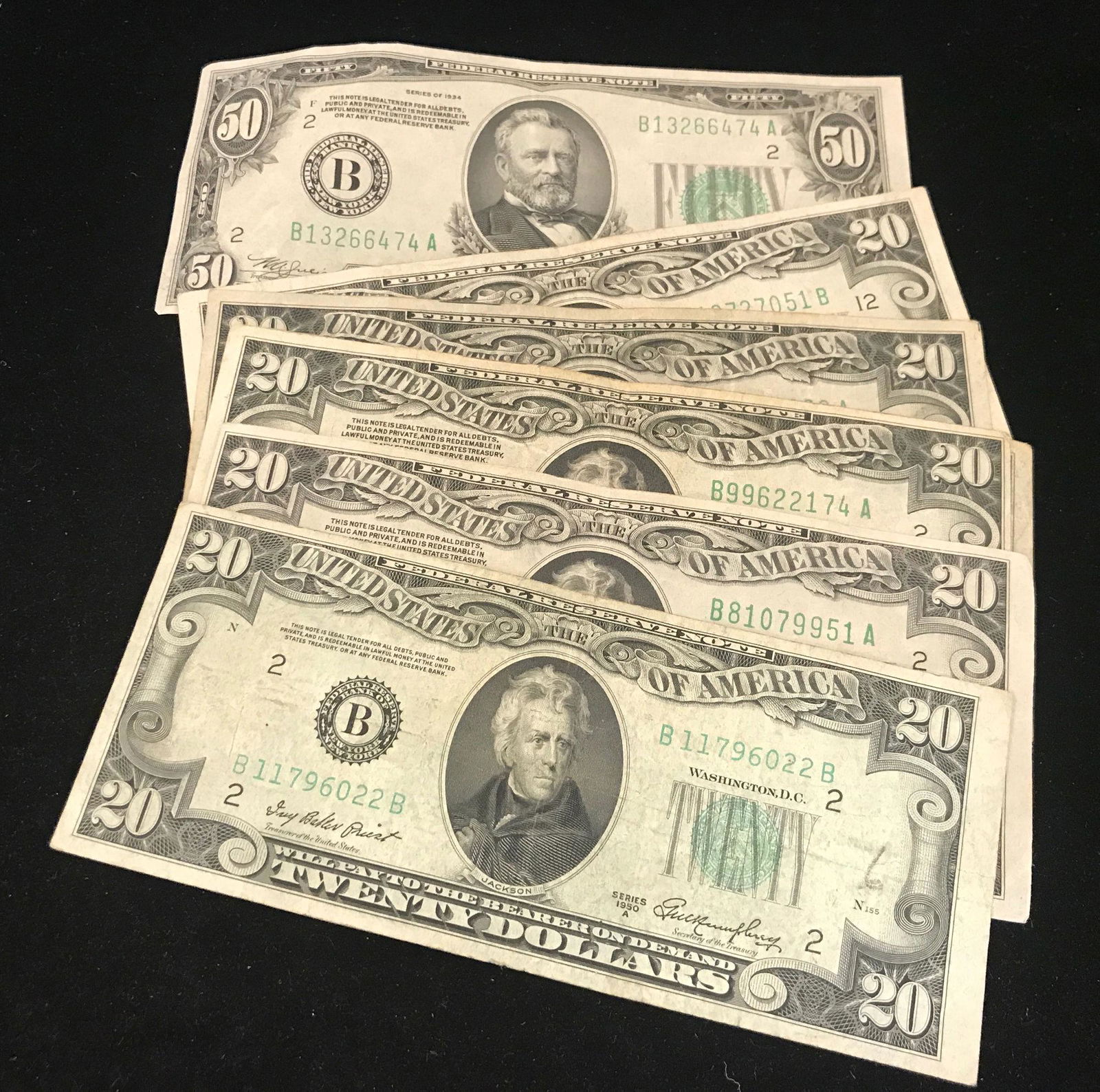 SERIES 1934 $50 FEDERAL RESERVE NOTE AND 5 SERIES 1934 (1 of 1)