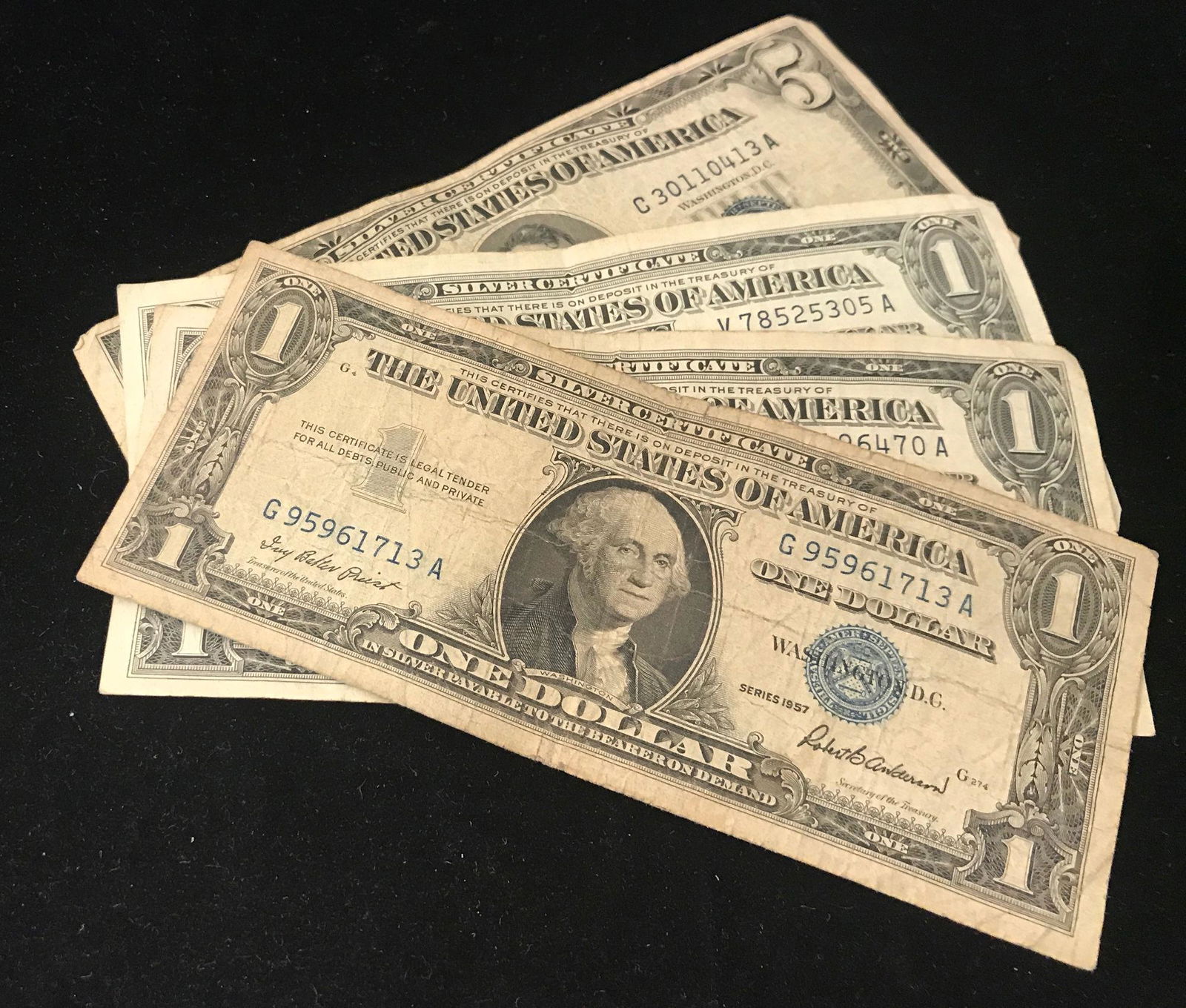 1 SERIES 1953 FIVE DOLLAR SILVER CERTIFICATE AND 3 (1 of 1)