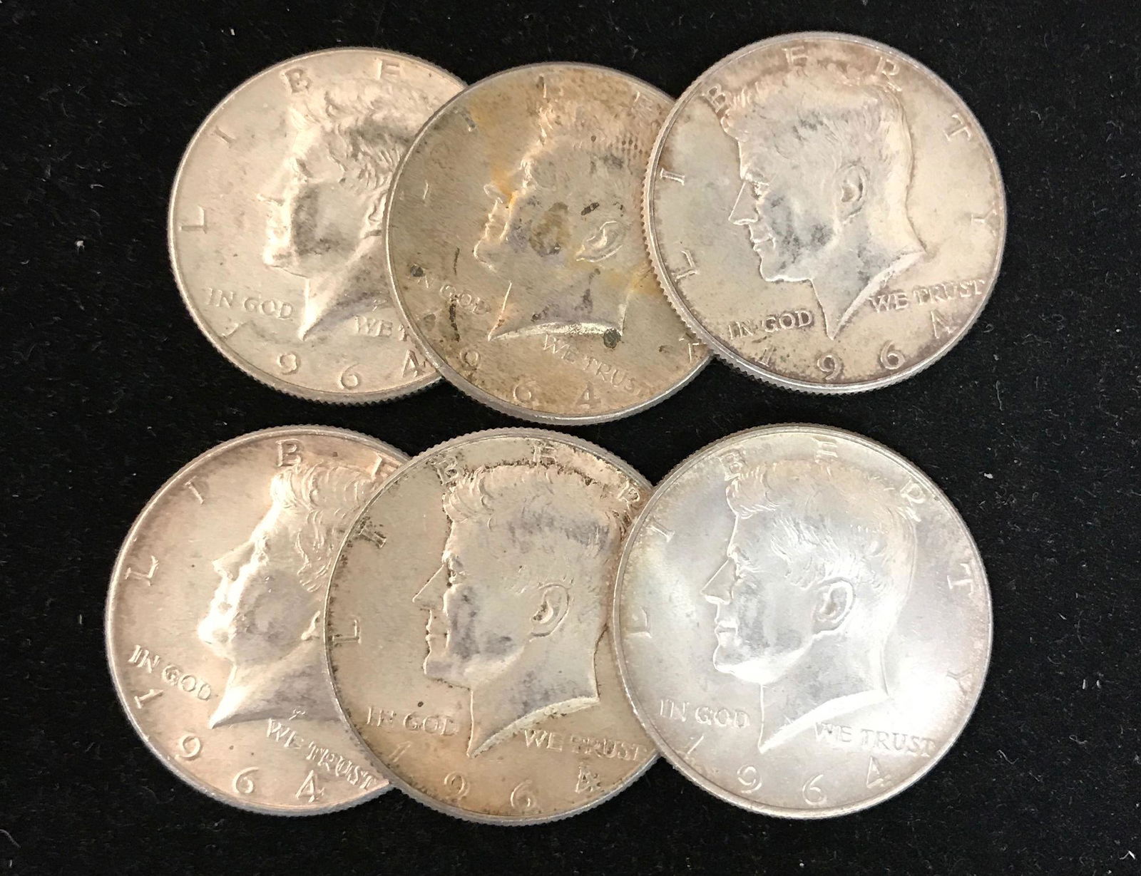 (6) 1964 KENNEDY HALF DOLLARS *tax exempt* (1 of 1)