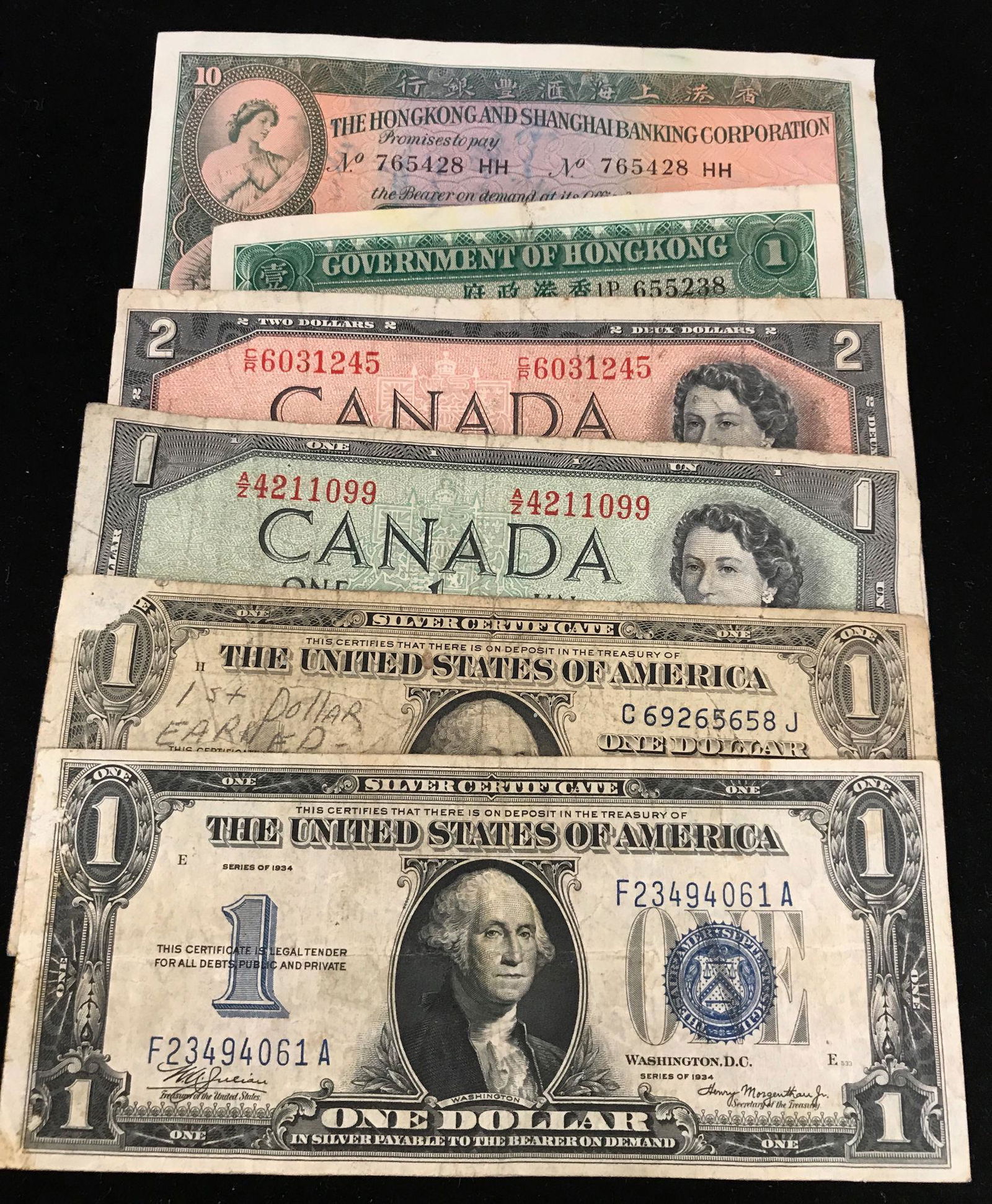 SERIES 1934 ONE DOLLAR SILVER CERTIFICATE FUNNY BACK, (1 of 2)