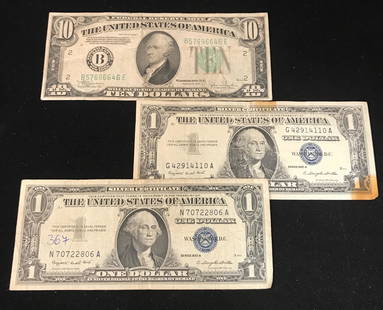 SERIES 1934 TEN DOLLAR FEDERAL RESERVE NOTE AND 2: SERIES 1934 TEN DOLLAR FEDERAL RESERVE NOTE AND 2 SERIES 1957 ONE DOLLAR SILVER CERTIFICATES