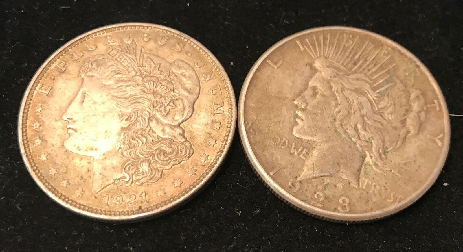 2 U.S. SILVER DOLLARS INCLUDING 1921 MORGAN AND 1923S (1 of 2)