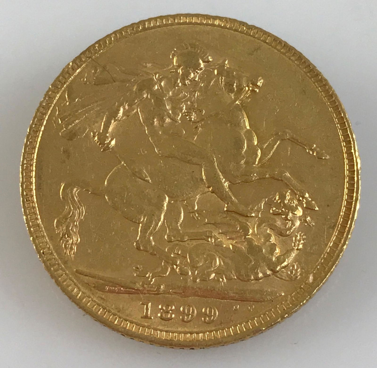 1899 GREAT BRITAIN U.K. GOLD SOVEREIGN, .917 GOLD, (1 of 2)