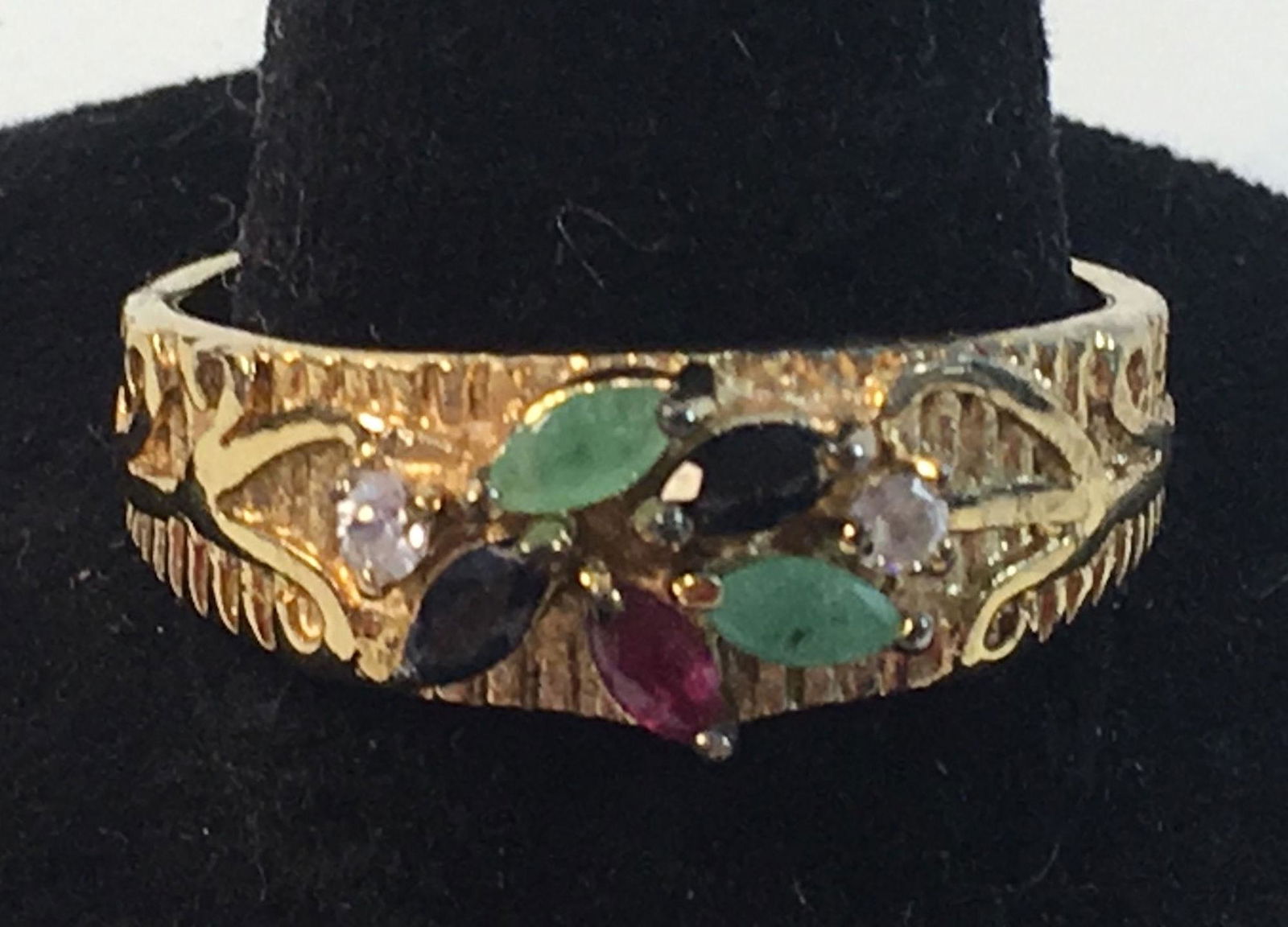 STERLING AND GEMSTONE CLUSTER RING (1 of 4)