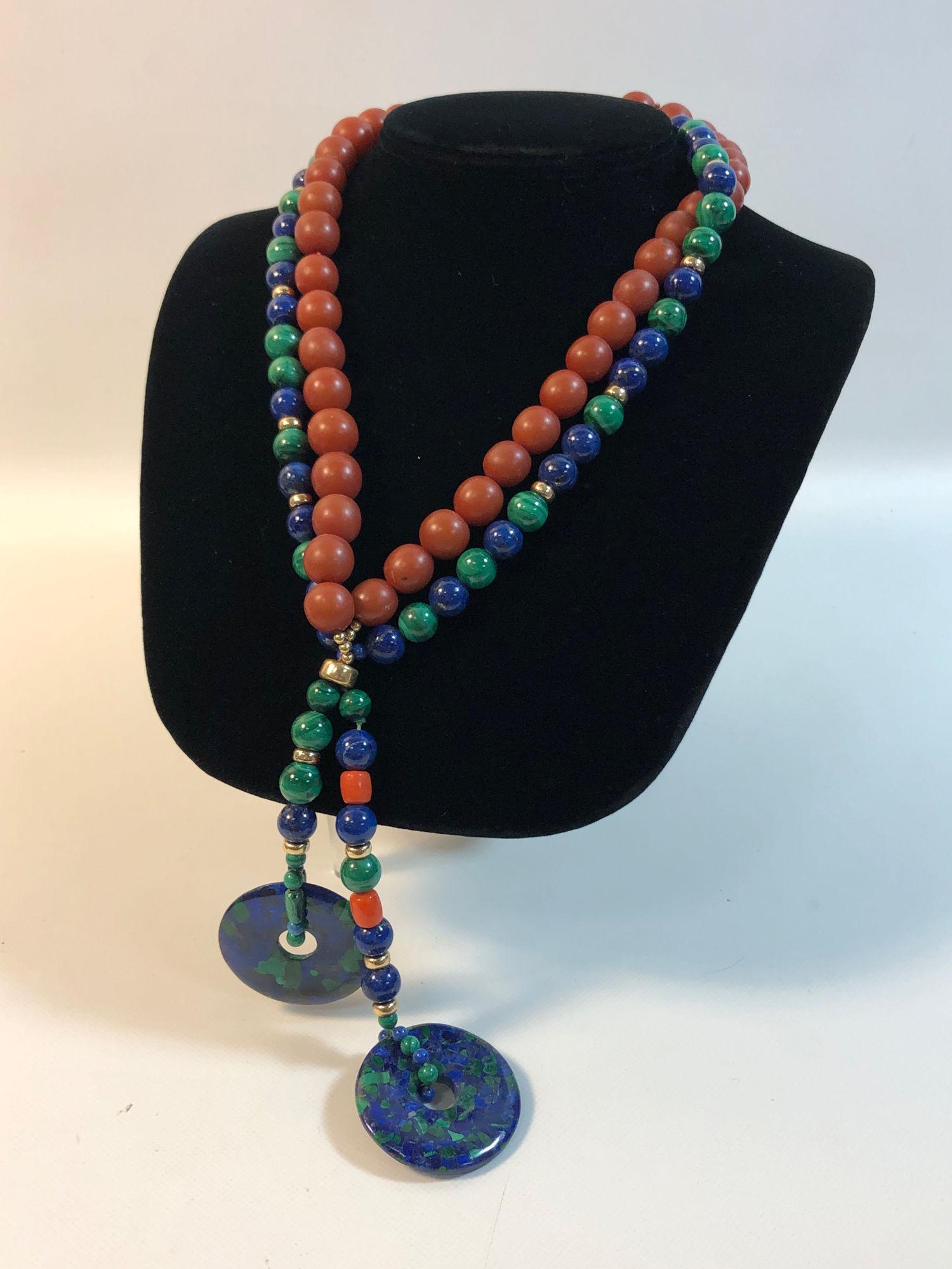 MALACHITE & LAPIS STATEMENT NECKLACE (1 of 10)