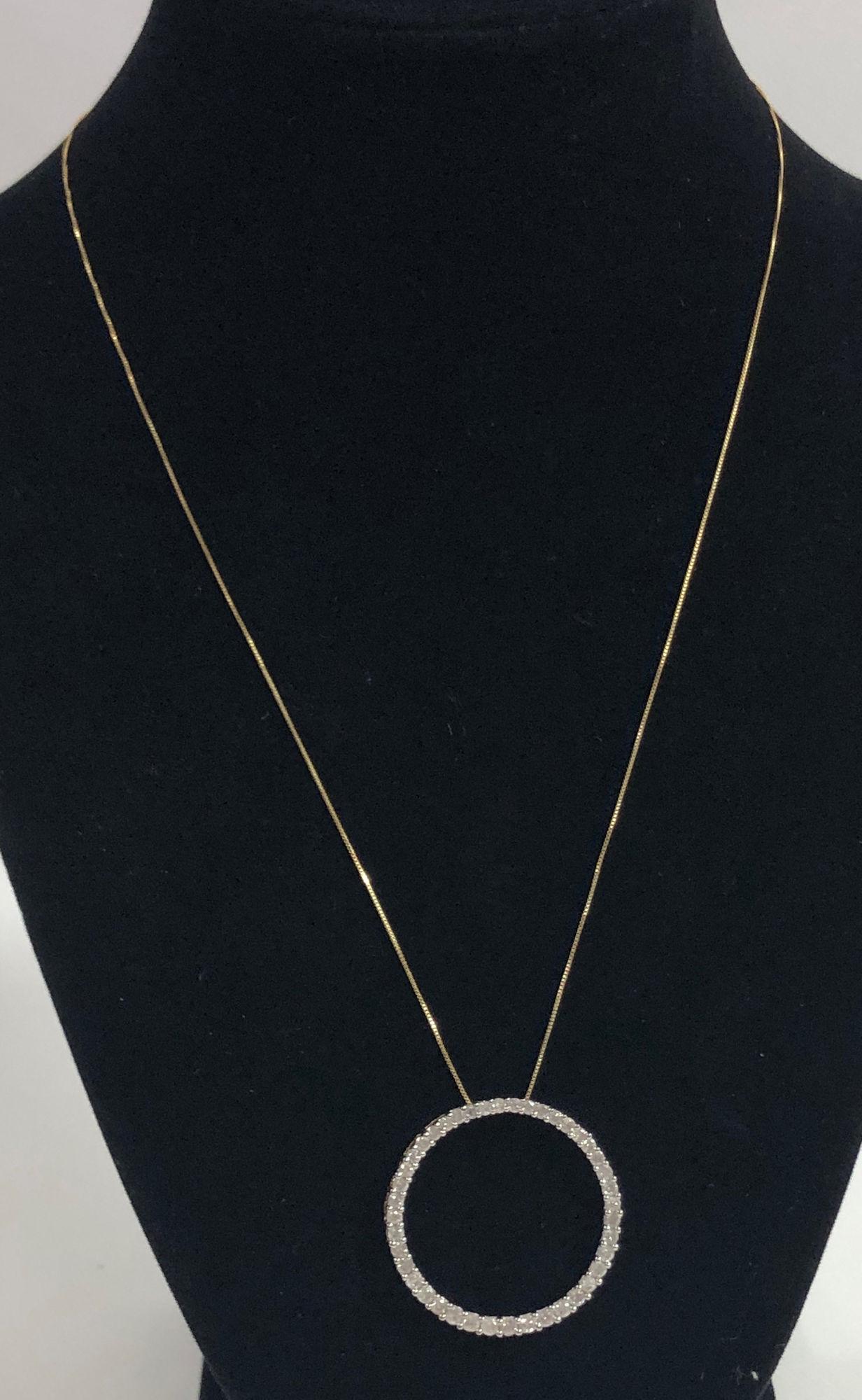 14KT DUAL TONE CIRCLE PENDANT ~ ON A 17" YELLOW GOLD (1 of 10)