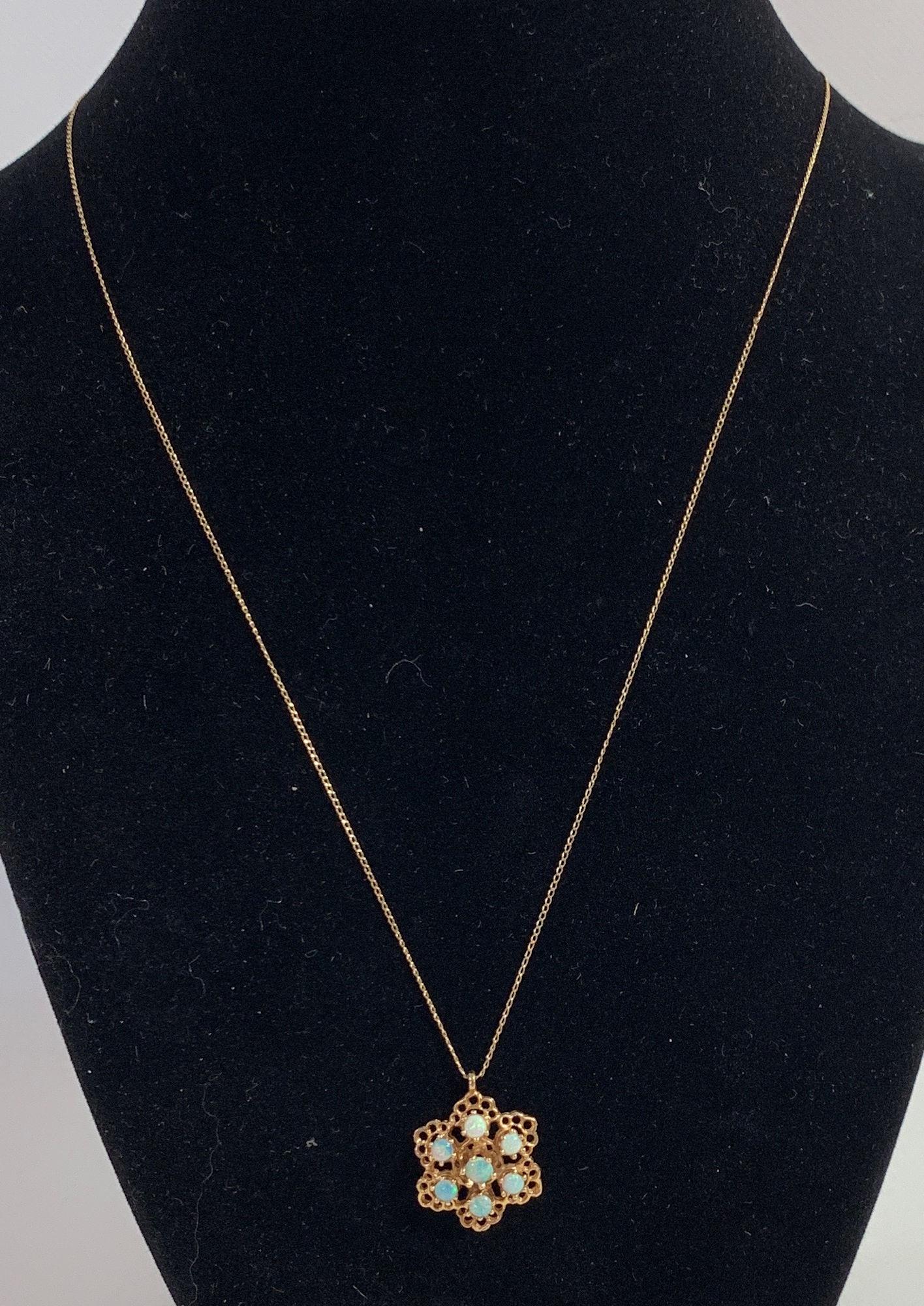 14KT YELLOW GOLD NECKLACE W/ OPENWORK OPAL PENDANT (1 of 3)