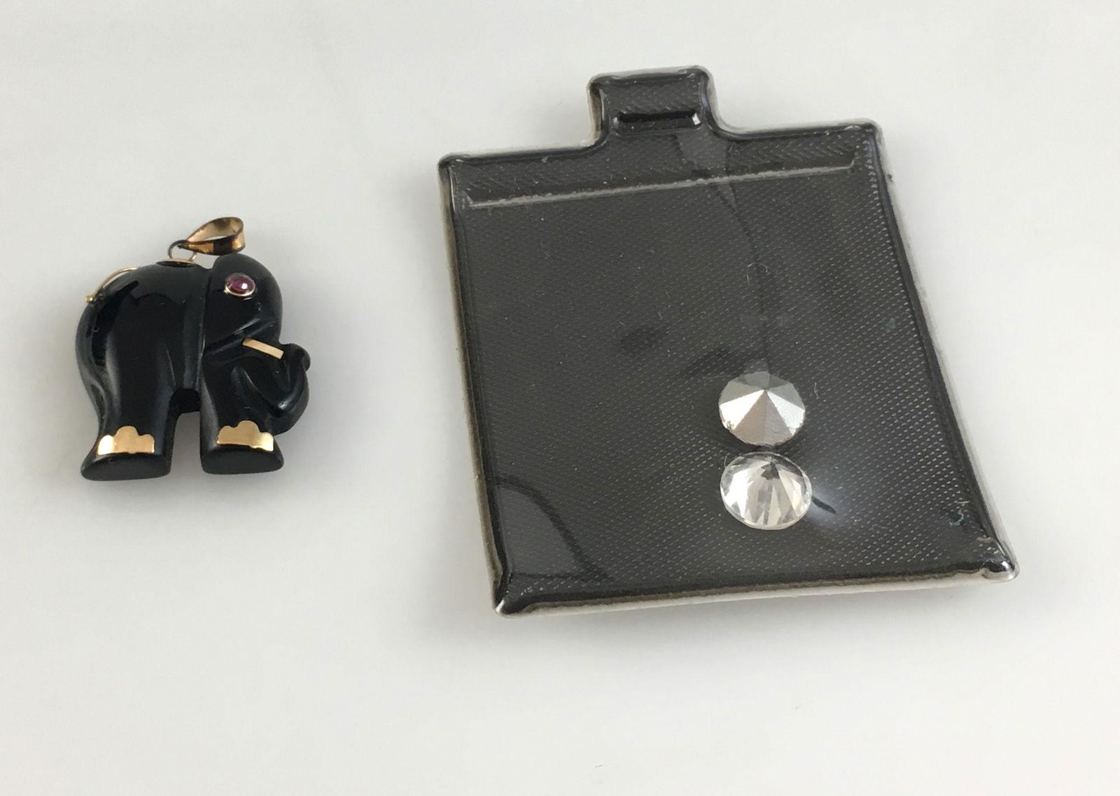 BLACK ELEPHANT PENDANT & TWO SMALL CZ STONES (1 of 4)