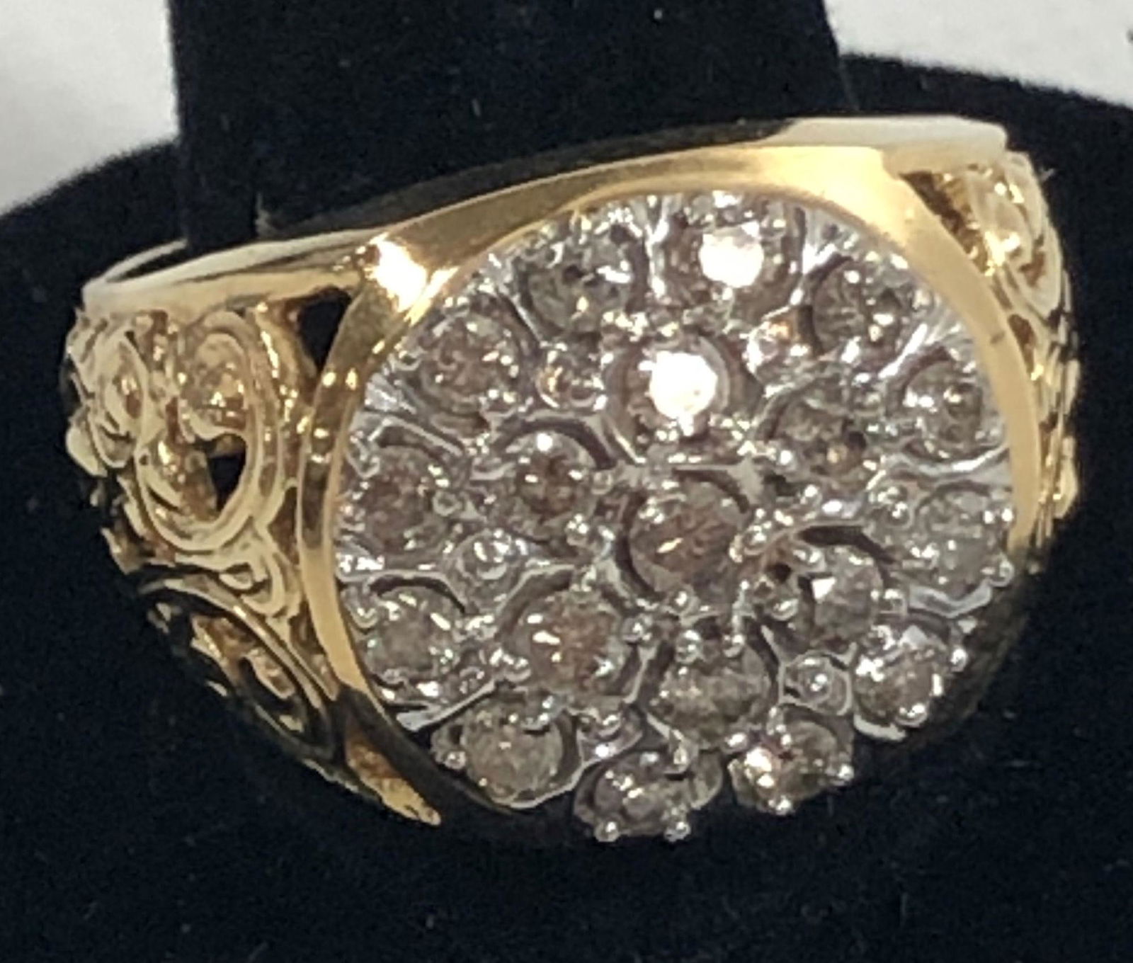 14KT DUAL TONE DIAMOND CLUSTER RING ~ SIZE 10, W/ (1 of 11)