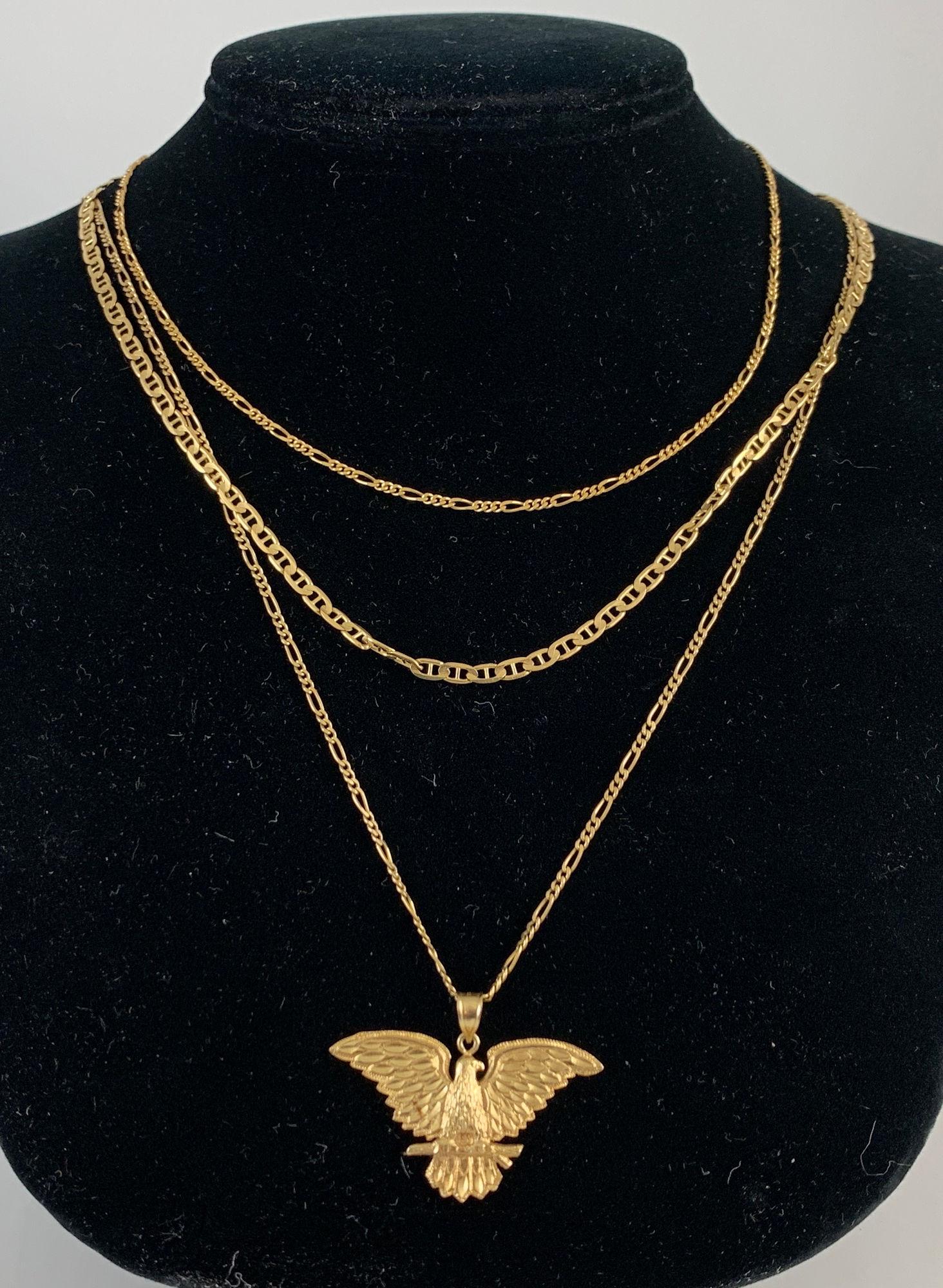 THREE 14KT GOLD NECKLACES (1 of 7)