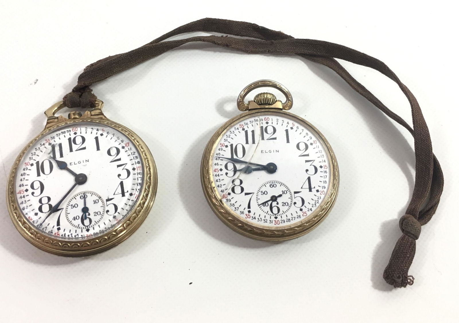 TWO ELGIN POCKET WATCHES (1 of 8)